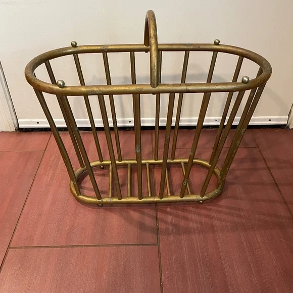 Vintage mid century modern brass magazine holder/rack